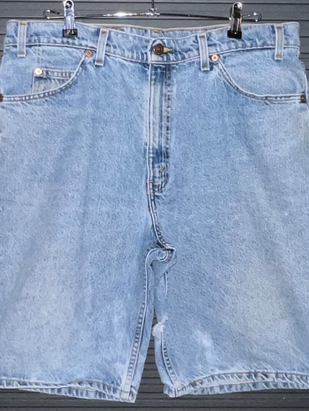 Levis 550 Orange Tag Mens Relaxed Fit Denim Shorts Light Wash Size 38‎